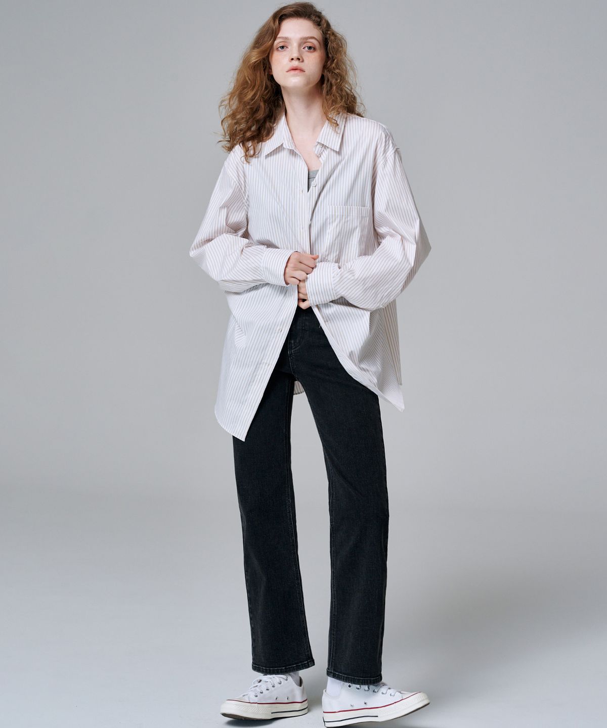 마롭(MALOUPE) 9108 크롭 세미 와이드 데님팬츠 (블랙)