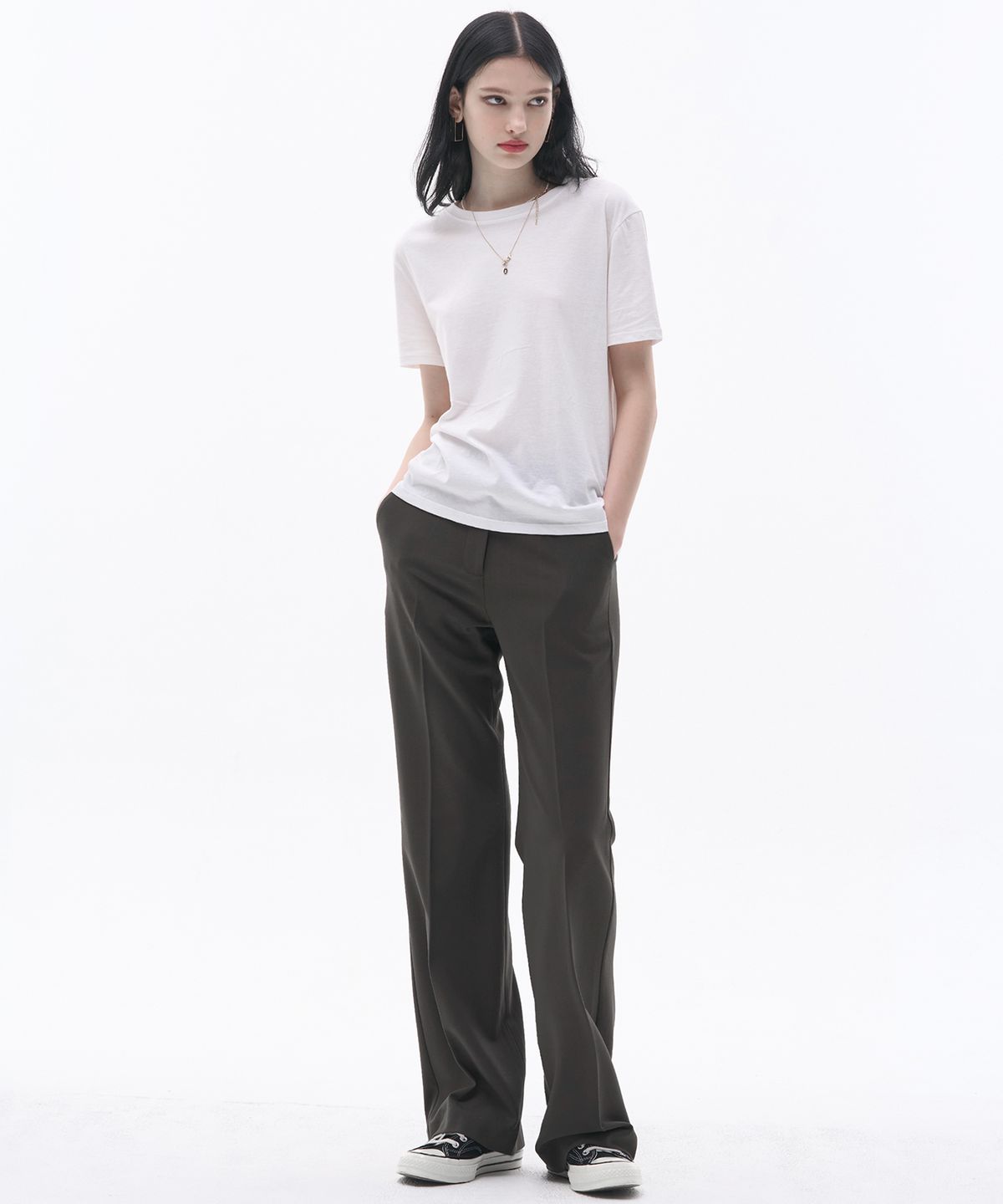 마롭(MALOUPE) 2112 세미 와이드 팬츠 (다크 카키)