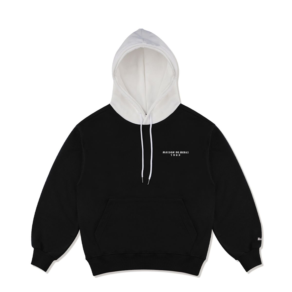 라 메종 스튜디오(LA MAISON STUDIO) UNISEX HEAVY WEIGHT 투톤믹스 엘보패치 후디 블랙(FCC3TS471M)
