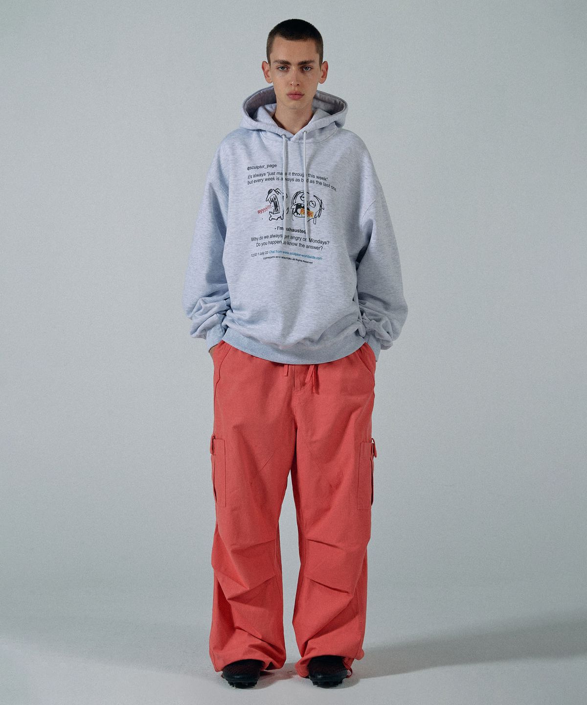 스컬프터(SCULPTOR) Wide Paratrooper Cargo Pants Coral Red