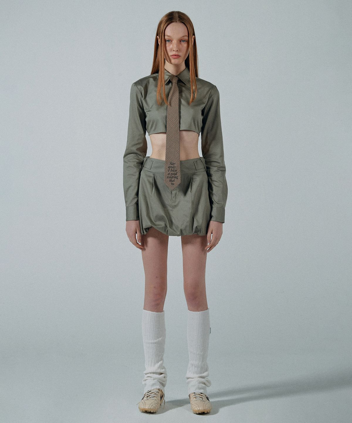 스컬프터(SCULPTOR) Slim Crop Shirt Beige