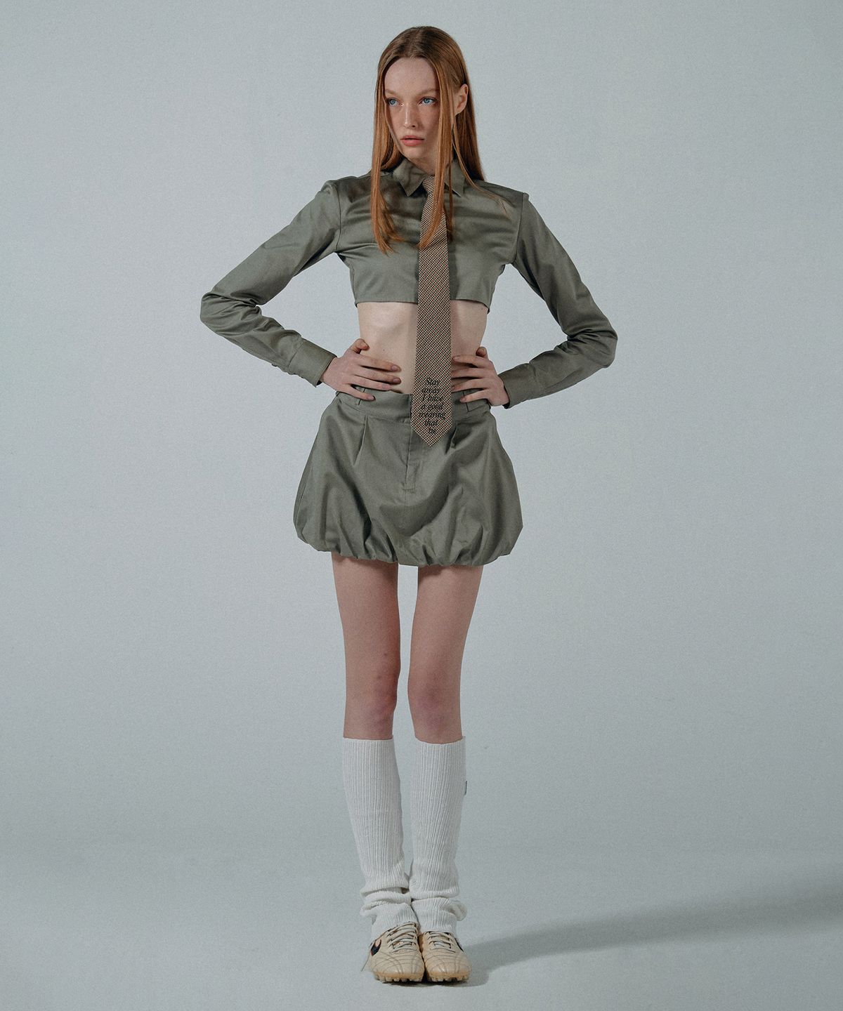 스컬프터(SCULPTOR) Slim Crop Shirt Beige