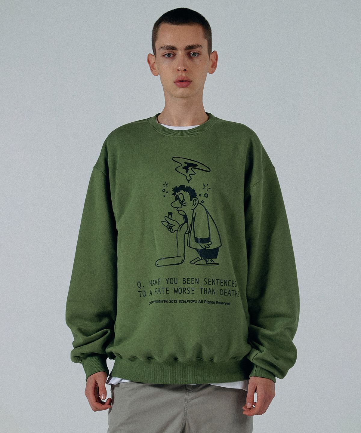 스컬프터(SCULPTOR) Question Sweatshirt Olive Green
