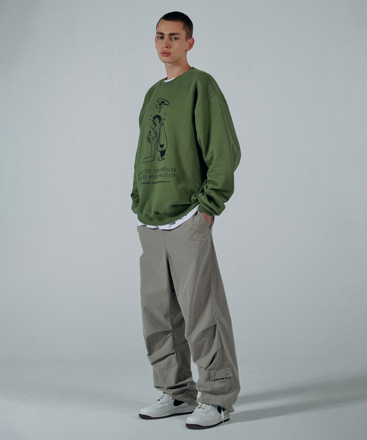 스컬프터(SCULPTOR) Question Sweatshirt Olive Green