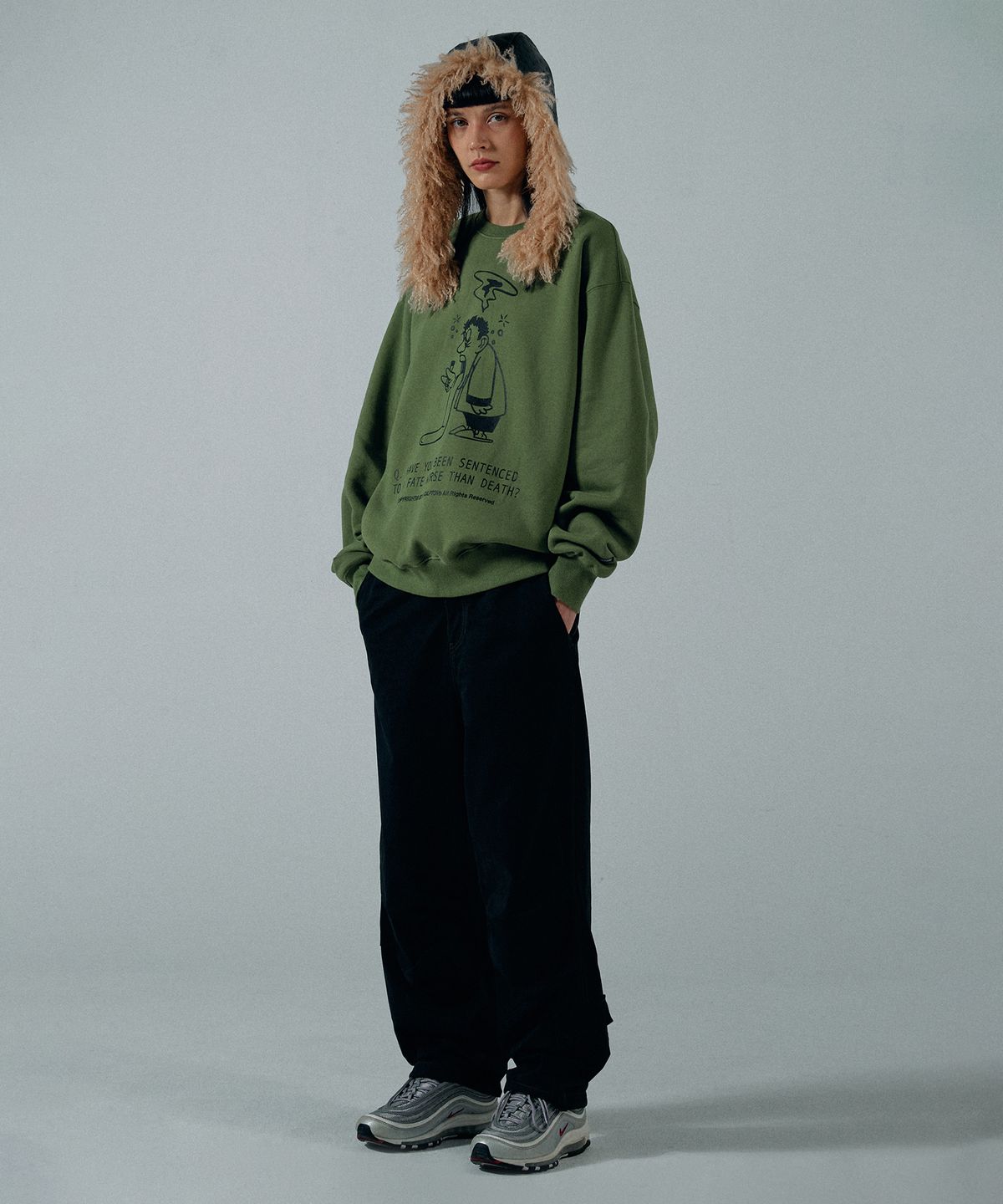 스컬프터(SCULPTOR) Question Sweatshirt Olive Green