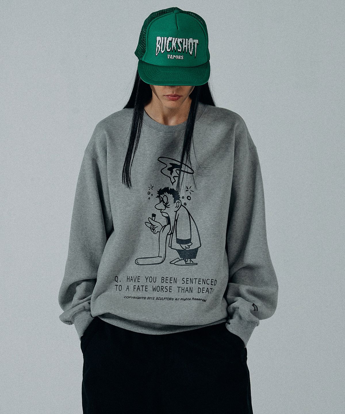 스컬프터(SCULPTOR) Question Sweatshirt Melange Gray