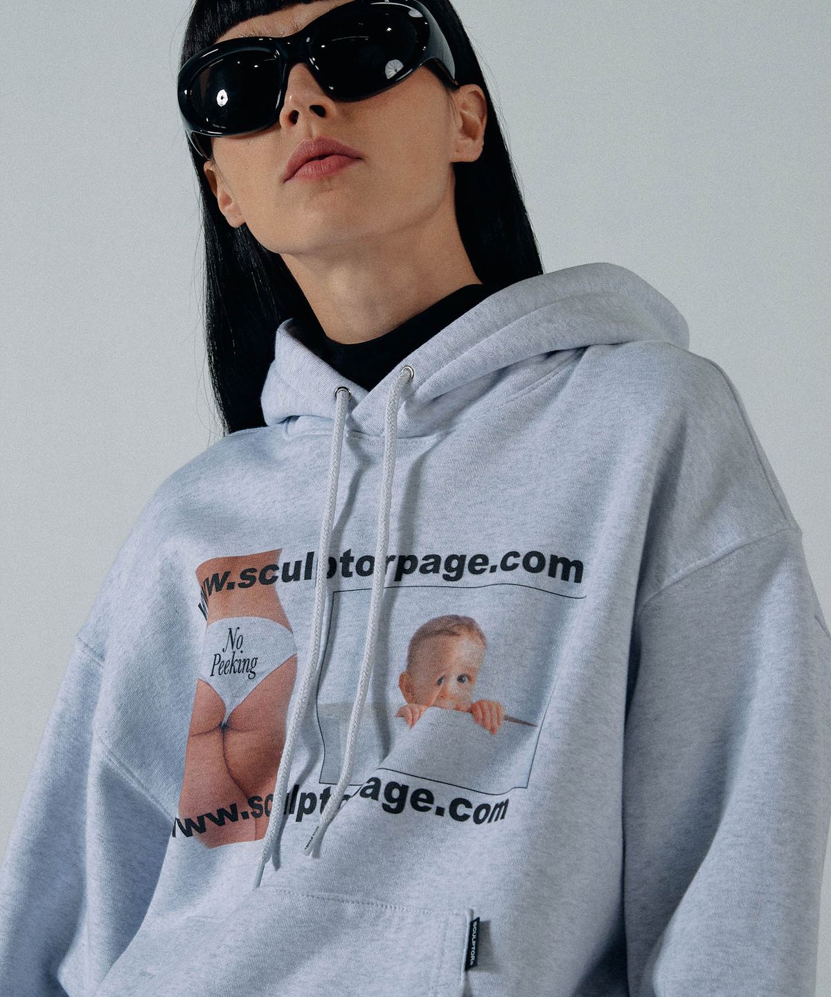스컬프터(SCULPTOR) Effin No Peeking Hoodie White Melange