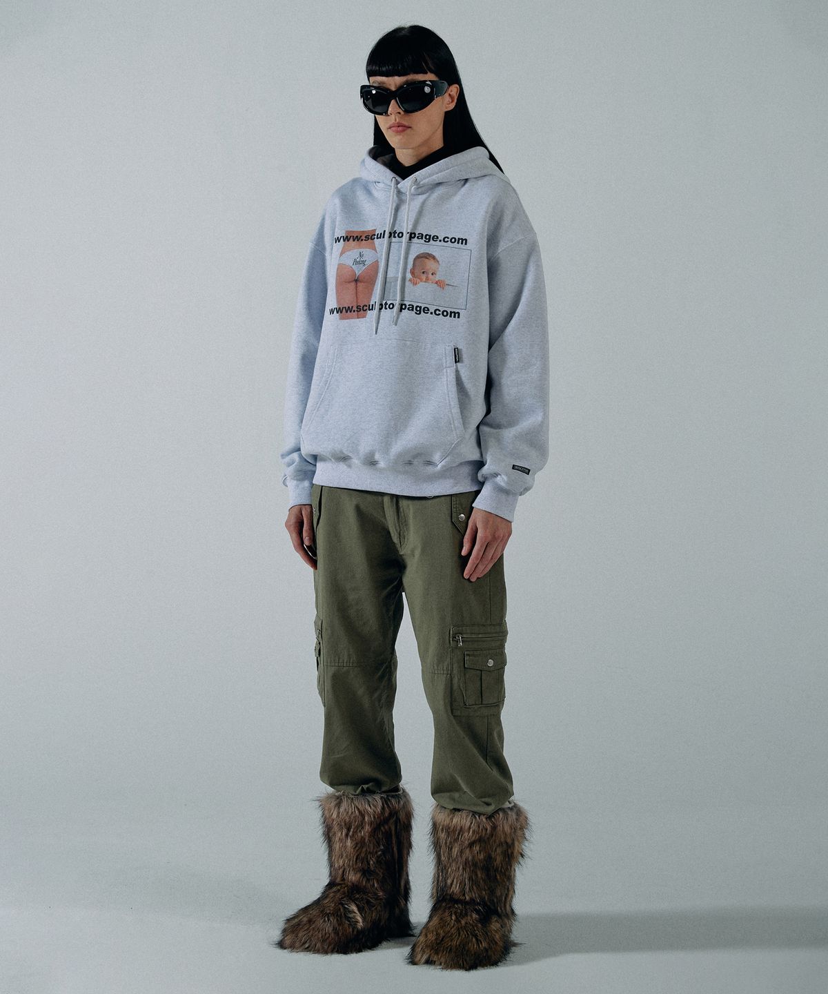 스컬프터(SCULPTOR) Effin No Peeking Hoodie White Melange