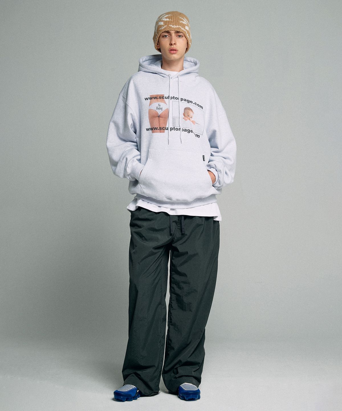 스컬프터(SCULPTOR) Effin No Peeking Hoodie White Melange