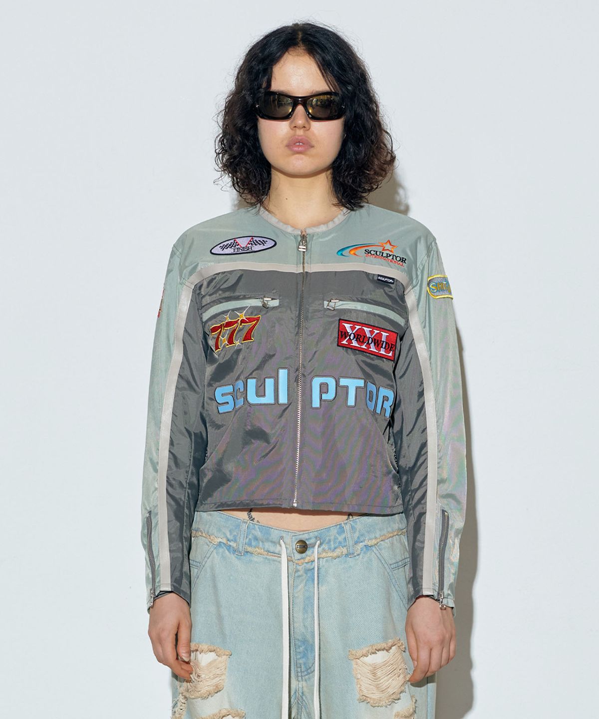스컬프터(SCULPTOR) Color Block Motor Jacket Sage/Charcoal