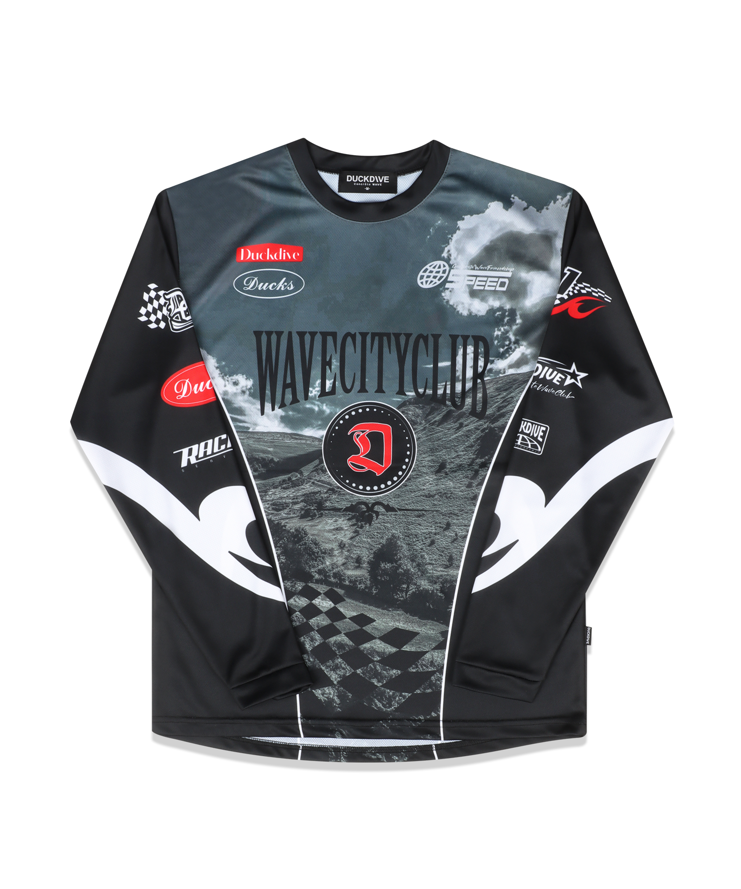 MUSINSA | DUCKDIVE Racer Symbol Mesh Jersey Long Sleeve