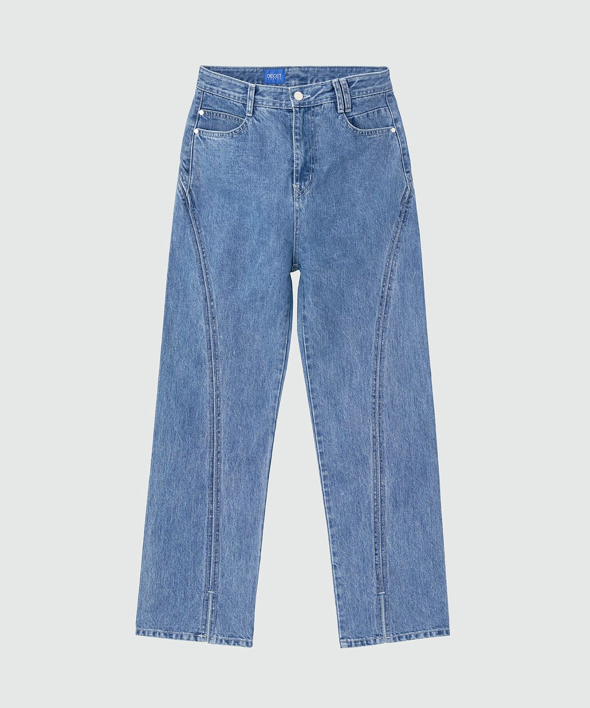 데케트(DECET) Oval Stitch Straight Slit Jeans DCPT020Blue