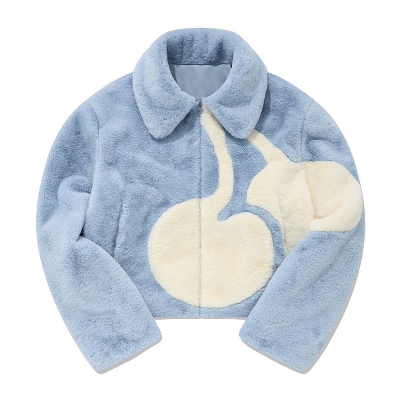 [ KIRSH ]★22FW★BIG CHERRY BOA FUR JUMPER MUSINSA | KIRSH Big Cherry Boa Fur Jumper [Sky]