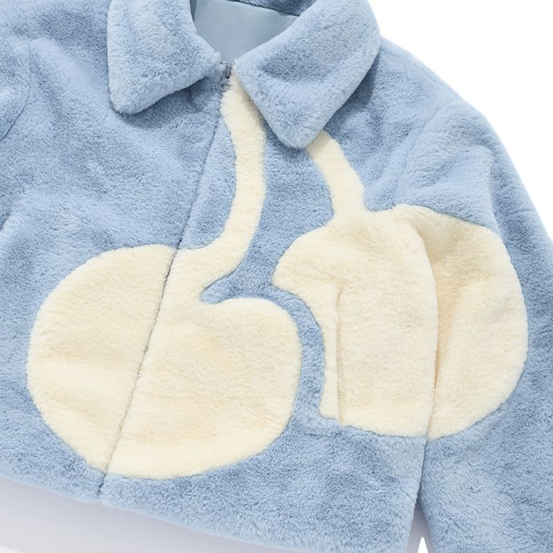 ★2022FW新作★KIRSH★BIG CHERRY BOA FUR JUMPER MUSINSA | KIRSH Big Cherry Boa Fur Jumper [Sky]