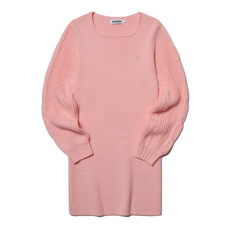 [ KIRSH ]★22FW★SMALL CHERRY KNIT DRESS MUSINSA | KIRSH Small Cherry Cable Knit Dress [Ivory]