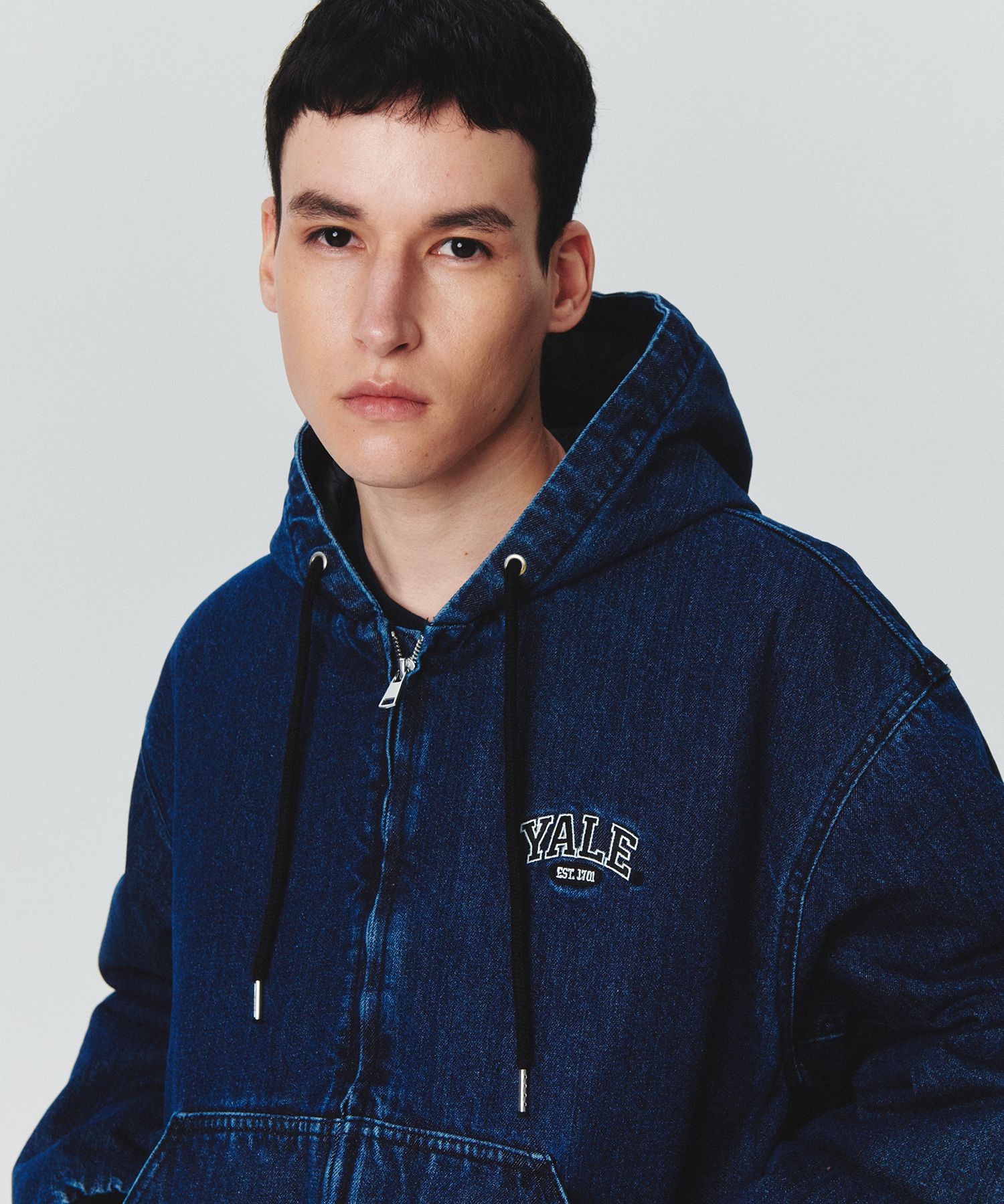 MUSINSA | YALE Washed denim quilting jacket indigo