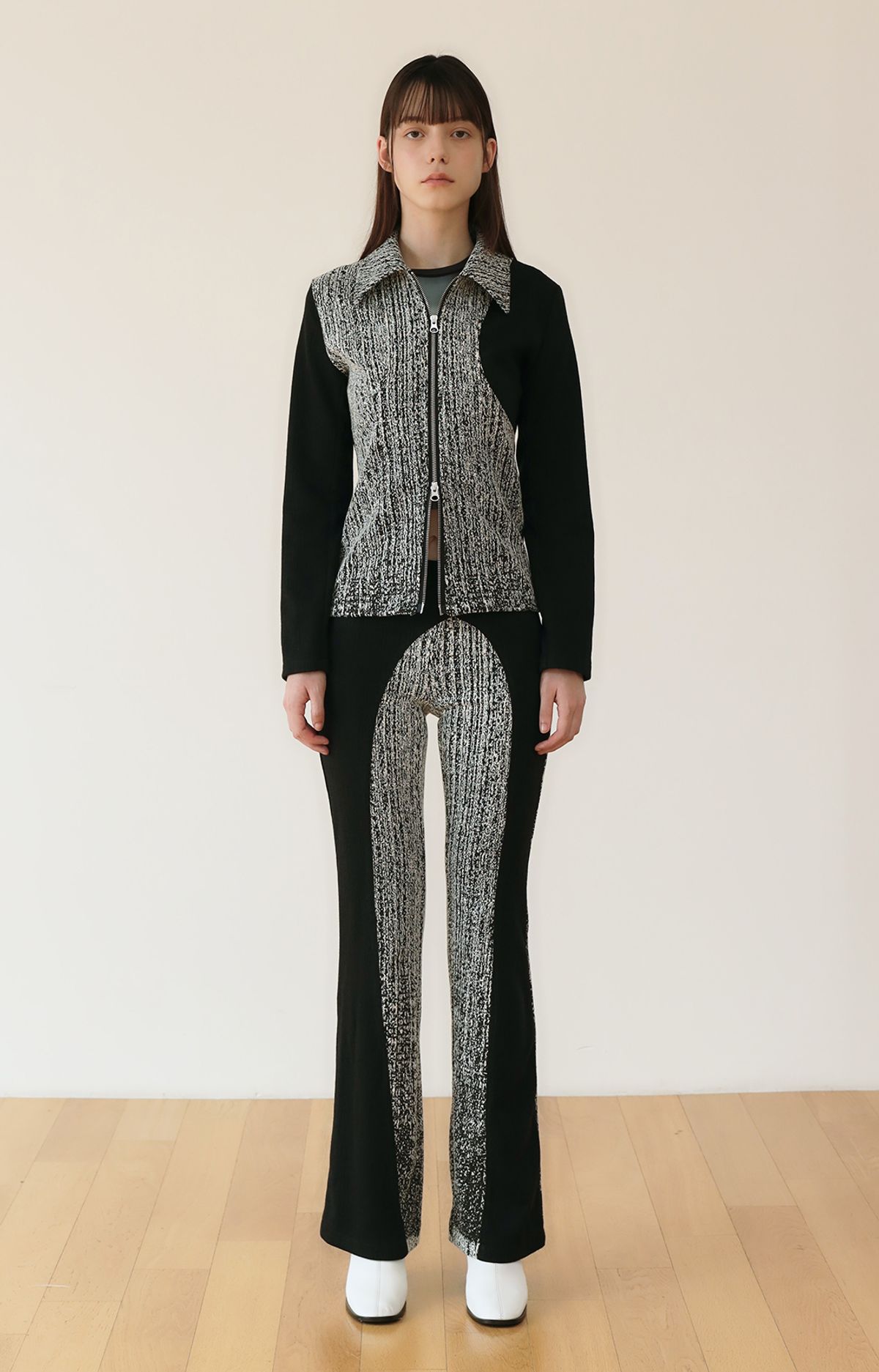 페노메논시퍼(PHENOMENON SEEPER) JACQUARD  LOW RIZE BANDING PANTS_ SEMI BOOTS CUT