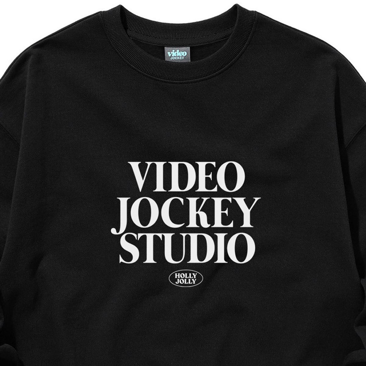 비디오자키(VIDEO JOCKEY) 정직한 로고 스웨트셔츠 [블랙]