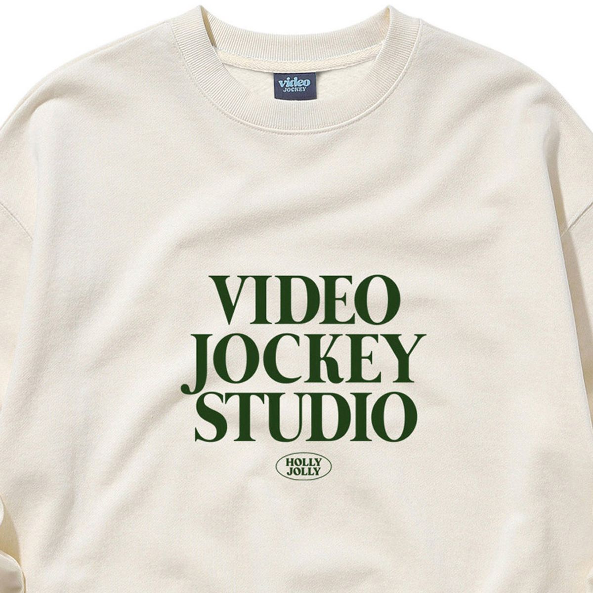 비디오자키(VIDEO JOCKEY) 정직한 로고 스웨트셔츠 [크림]