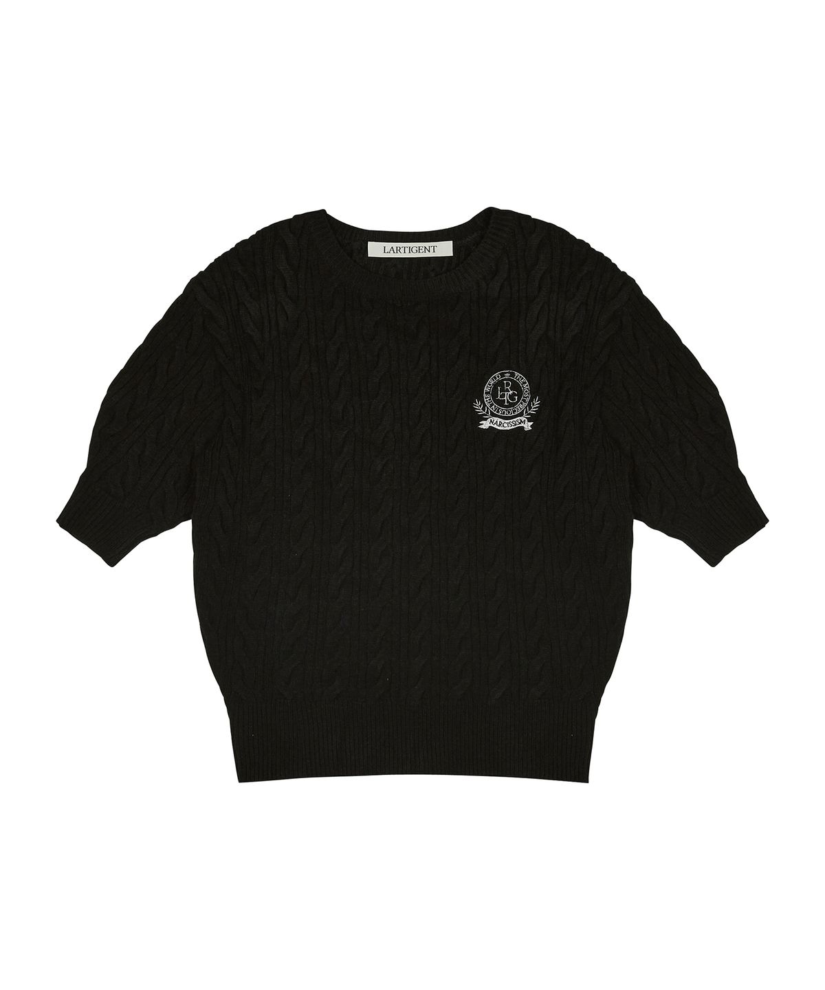 라티젠(LARTIGENT) LK CABLE HALF SLEEVE KNIT(BLACK)