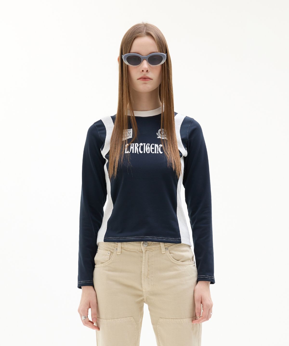 라티젠(LARTIGENT) LK WAFFLE JERSEY TOP(NAVY)