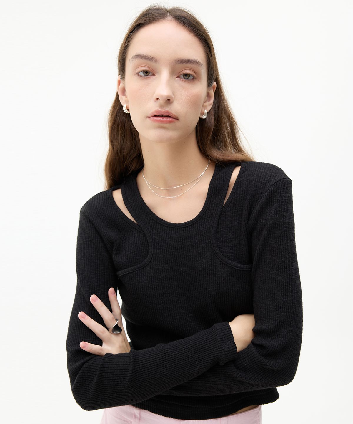 라티젠(LARTIGENT) LK DOUBLE ROUND T-SHIRT(BLACK)