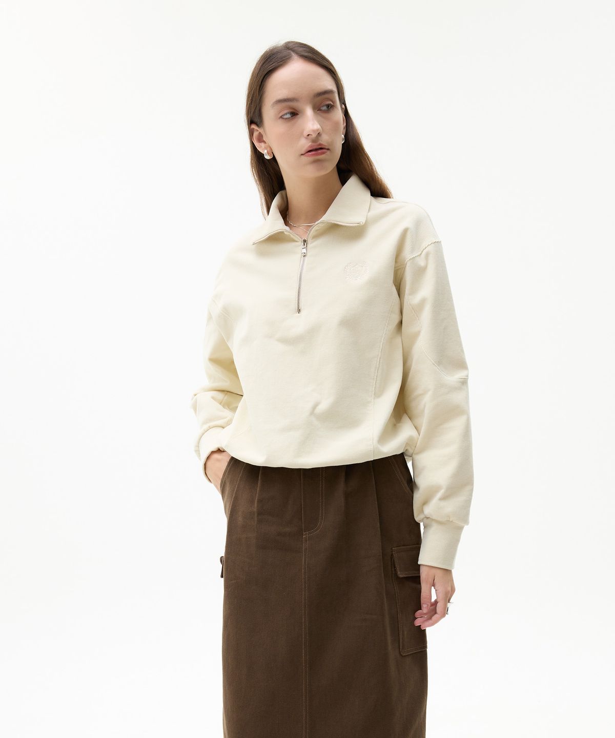 라티젠(LARTIGENT) LK PINTUCK COTTON SKIRT(BROWN)