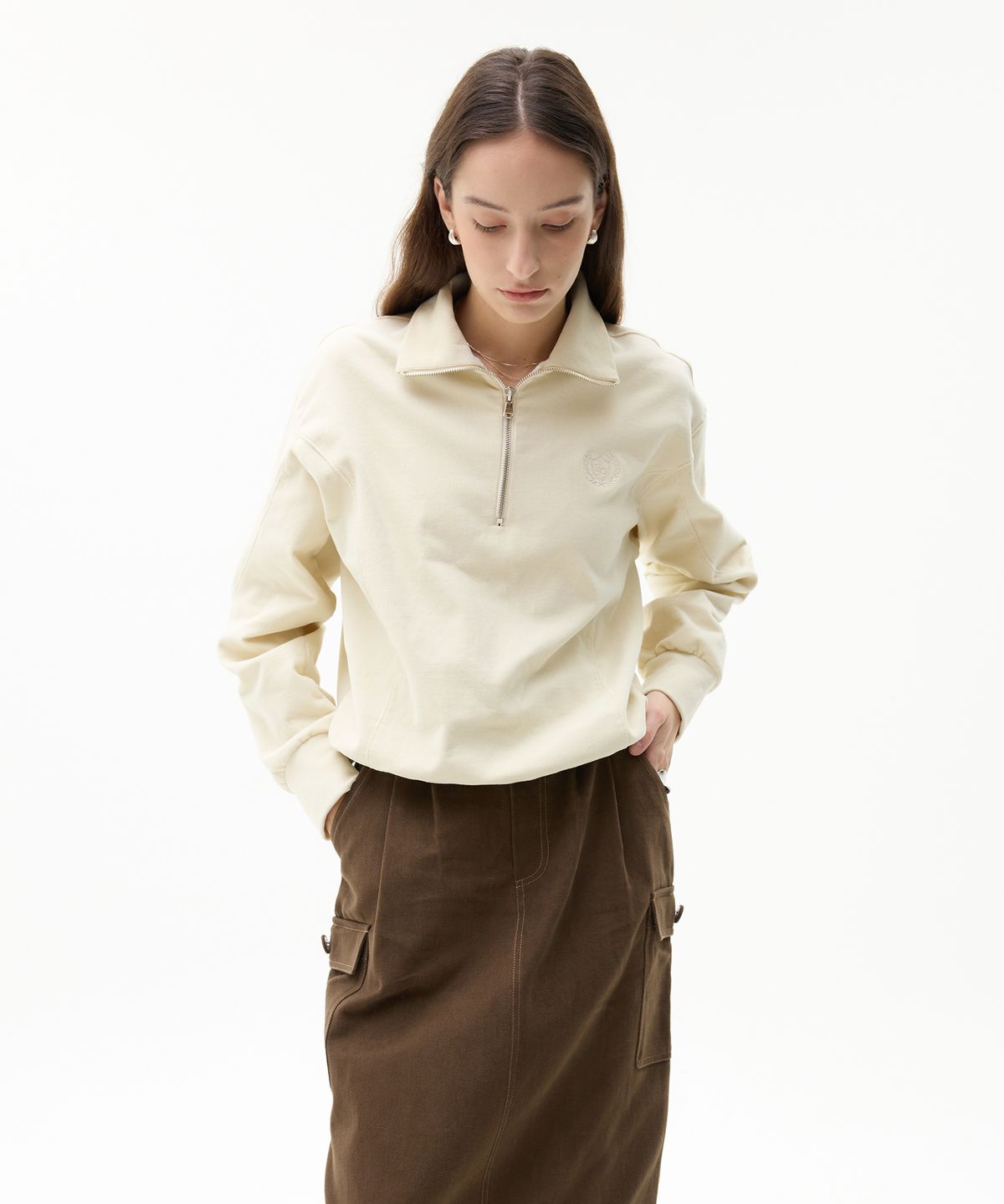 라티젠(LARTIGENT) LK PINTUCK COTTON SKIRT(BROWN)
