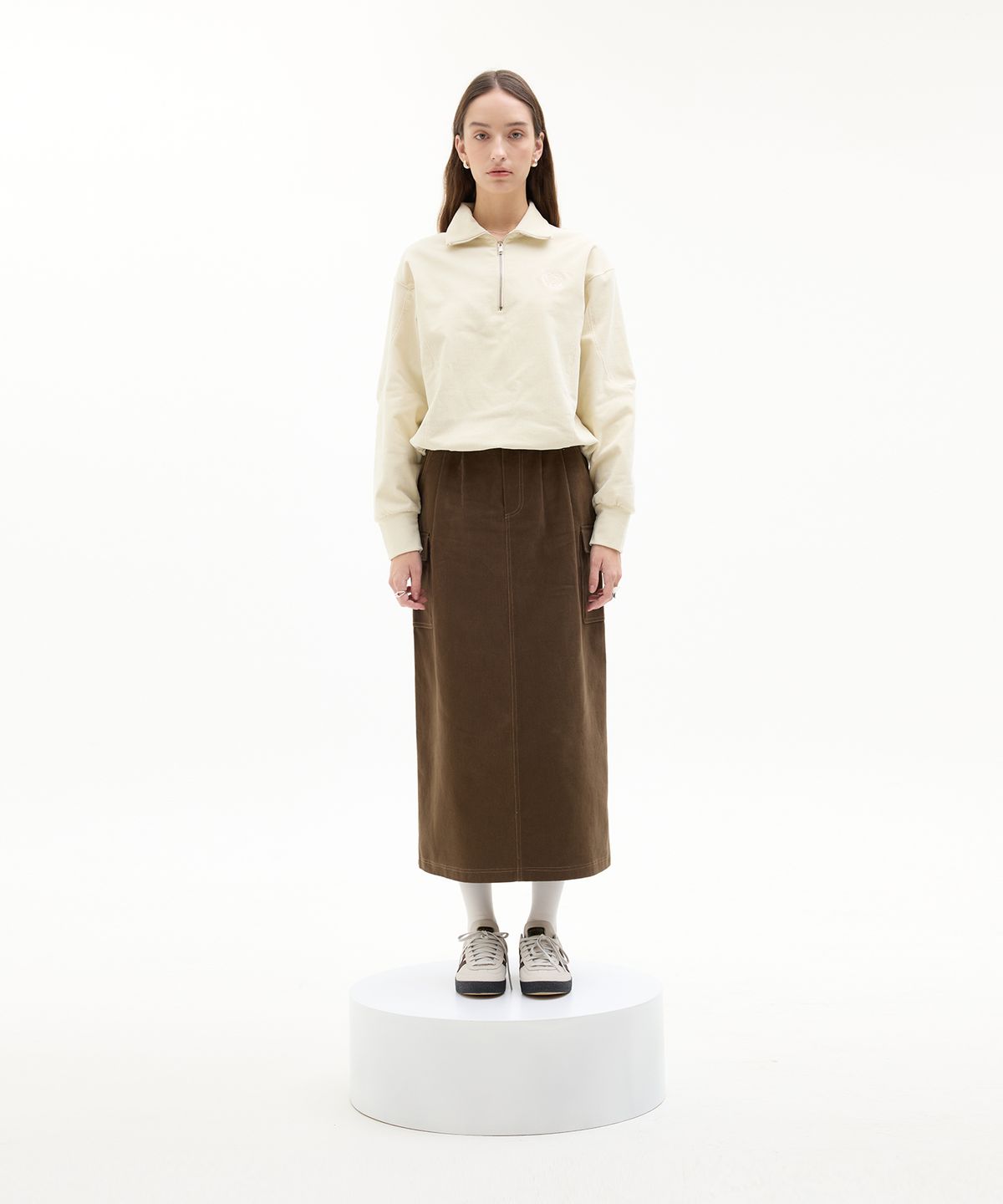 라티젠(LARTIGENT) LK PINTUCK COTTON SKIRT(BROWN)