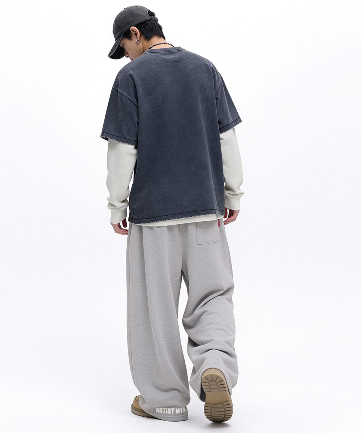 아티스트웨어(ARTISTWEAR) [ATW] 로고 와이드밴딩 팬츠_BK