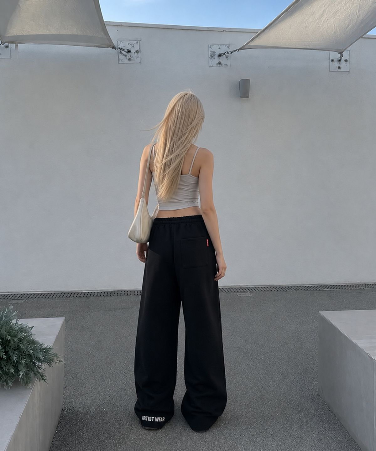 아티스트웨어(ARTISTWEAR) [ATW] 로고 와이드밴딩 팬츠_BK