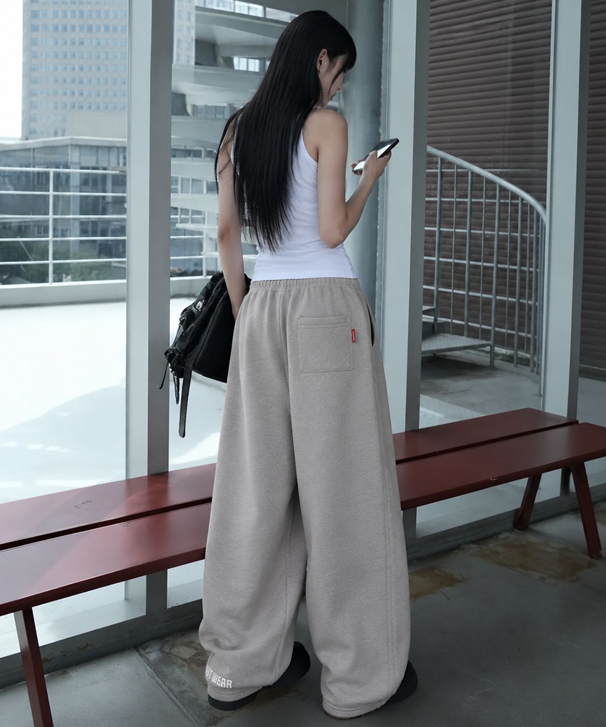 아티스트웨어(ARTISTWEAR) [ATW] 로고 와이드밴딩 팬츠_BK