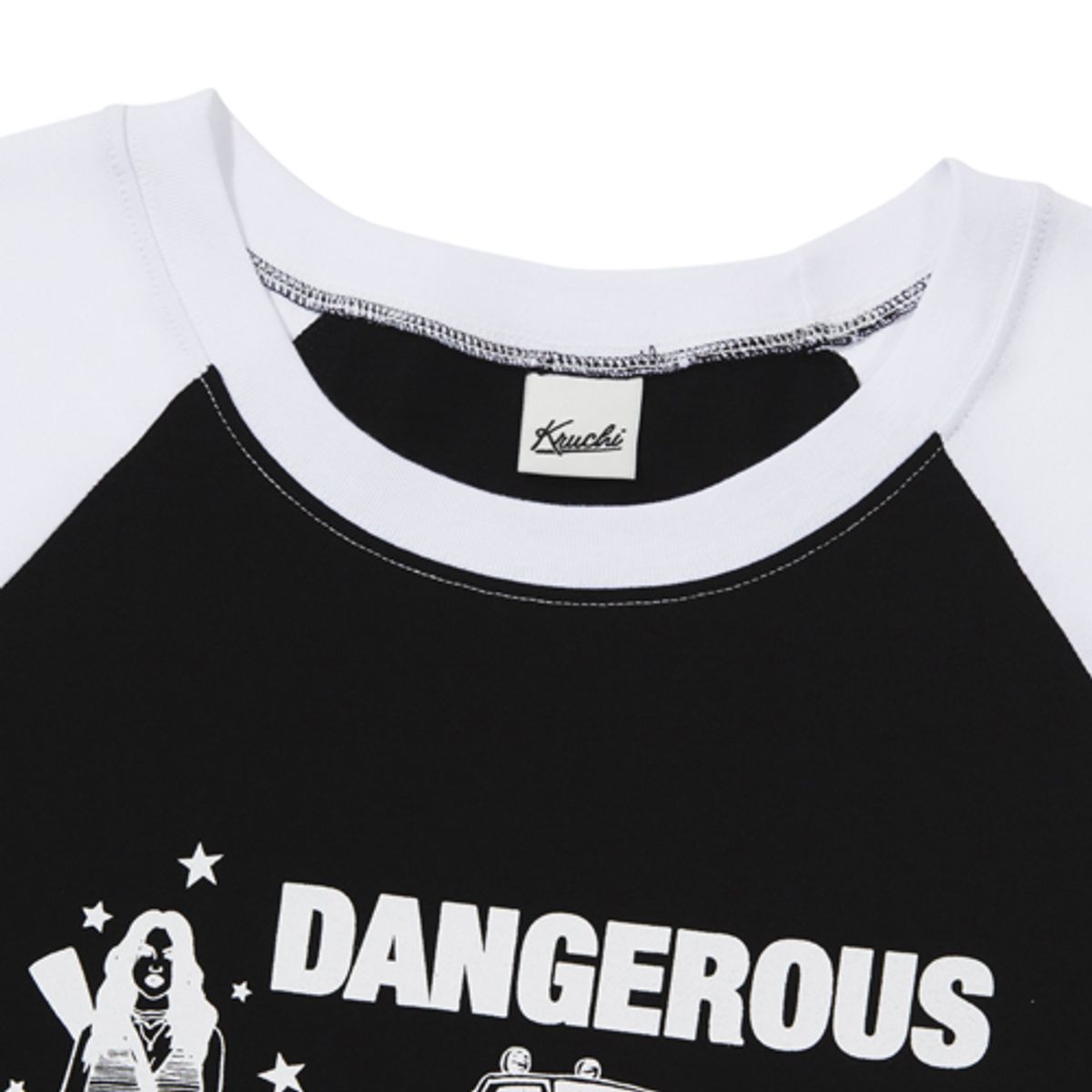 크루치(KRUCHI) DANGEROUS Raglan long-sleeved T-Shirt (BLACK) MENS