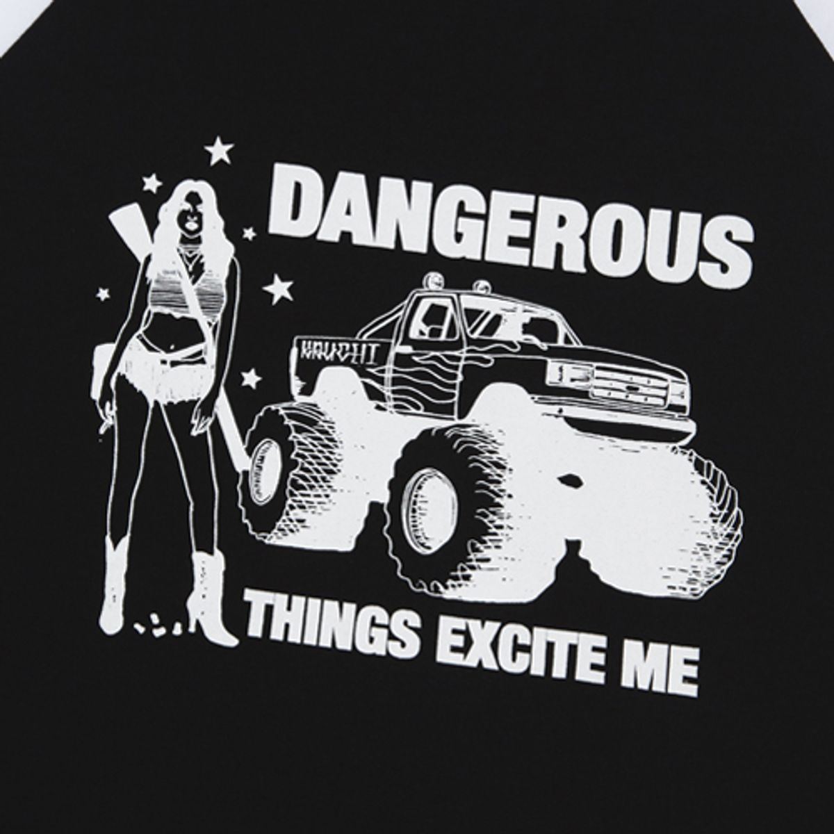 크루치(KRUCHI) DANGEROUS Raglan long-sleeved T-Shirt (BLACK) MENS