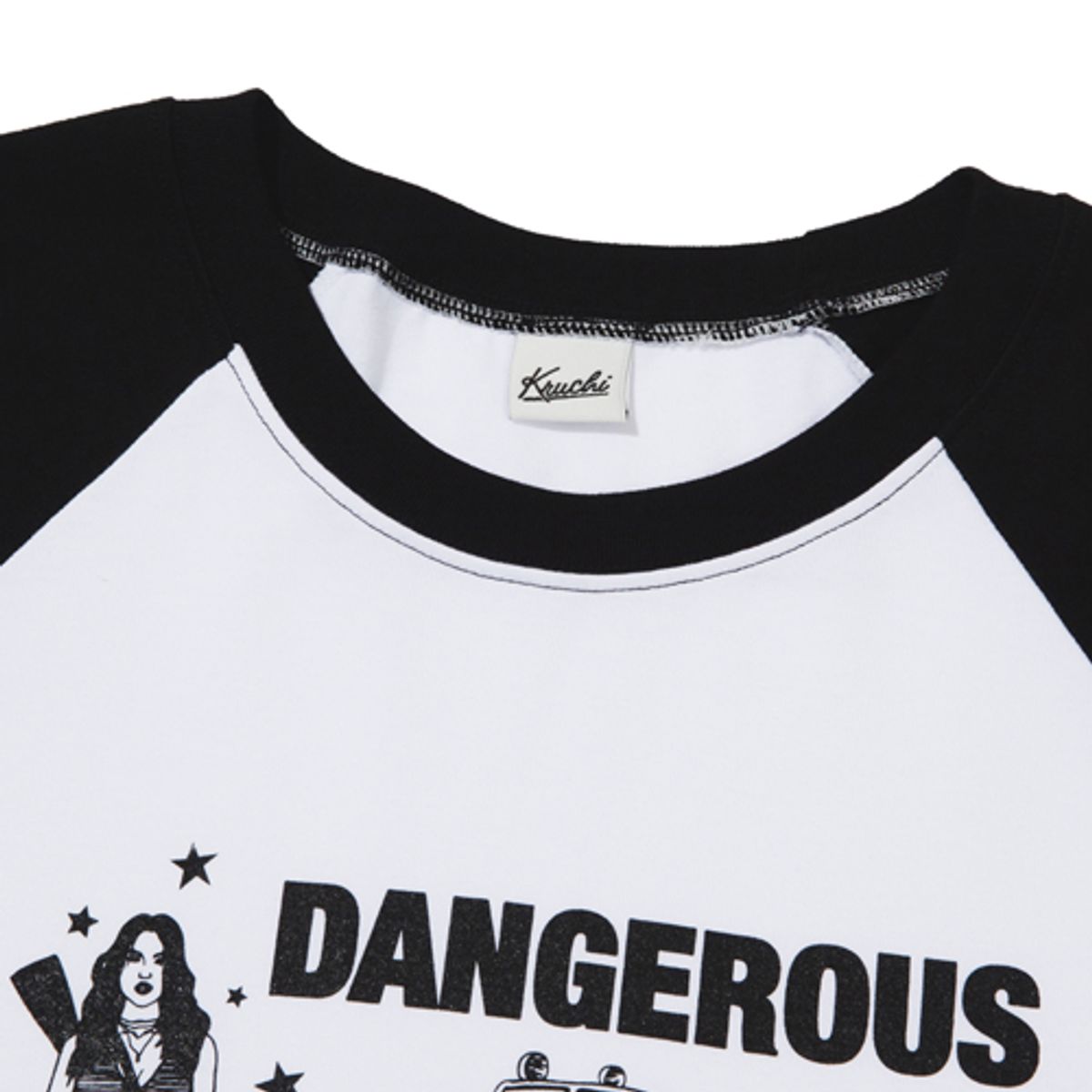 크루치(KRUCHI) DANGEROUS Raglan long-sleeved T-Shirt (WHITE) MENS