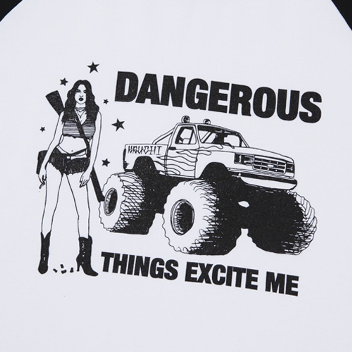 크루치(KRUCHI) DANGEROUS Raglan long-sleeved T-Shirt (WHITE) MENS
