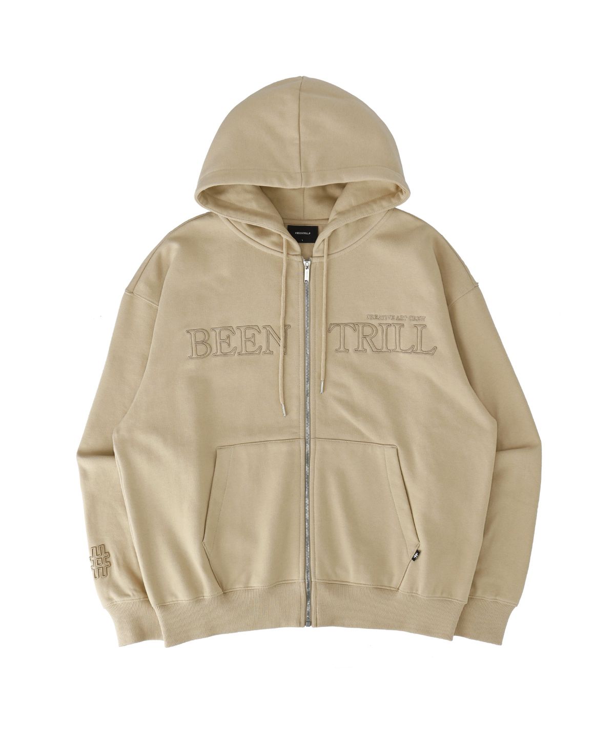 빈트릴(BEENTRILL) 오버핏 기모 후드집업(베이지)