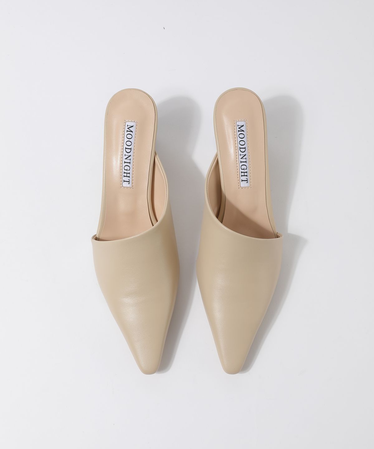 무드나잇(MOODNIGHT) Diagonal line mule Shoe - 4color 6cm 사선 스틸레토 뮬 펌프스