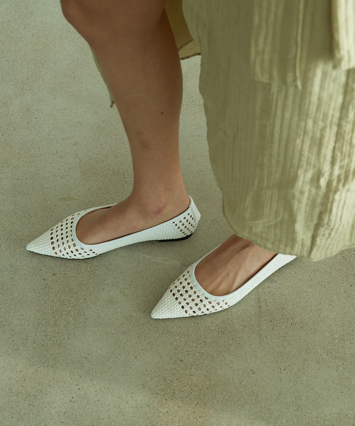 무드나잇(MOODNIGHT) NEW Weaving stiletto flat - 3color 1cm 위빙 플랫슈즈