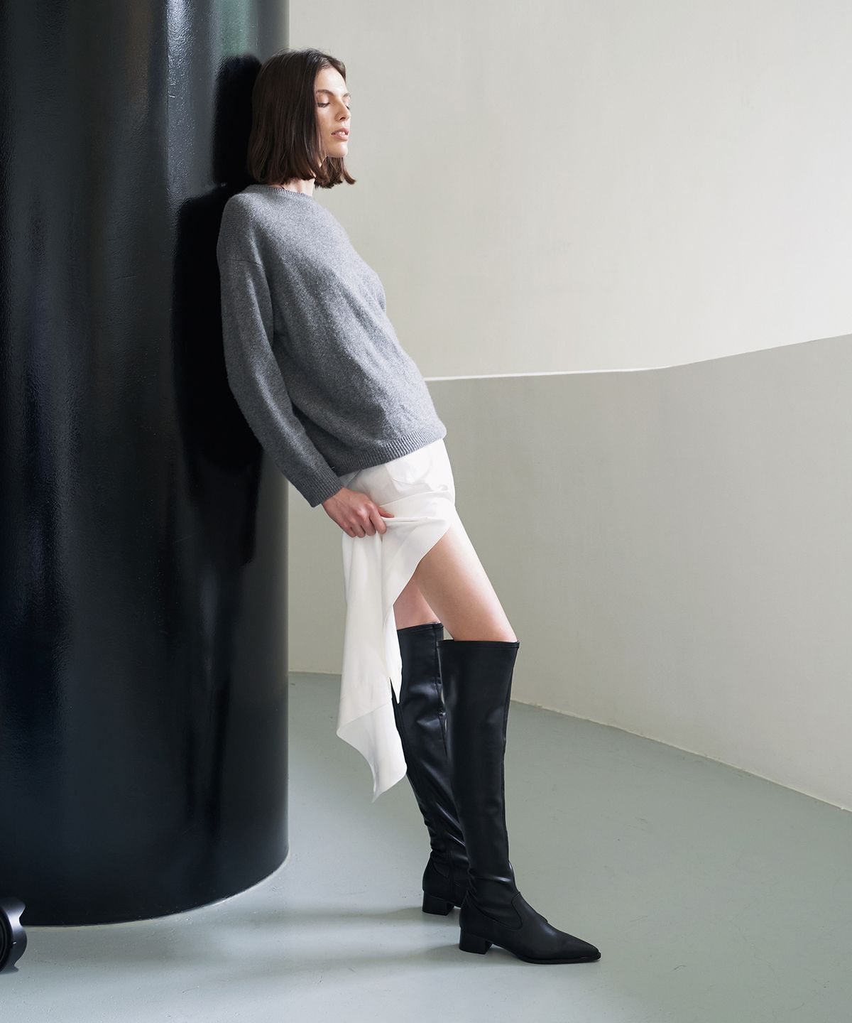 무드나잇(MOODNIGHT) HARPER Knee high boots - 4color 4cm 스판 니하이 플랫부츠