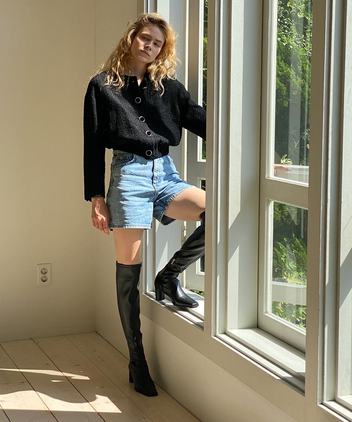 무드나잇(MOODNIGHT) NORA Span knee-high boots leather - 3color 6.5cm 스판 니하이부츠
