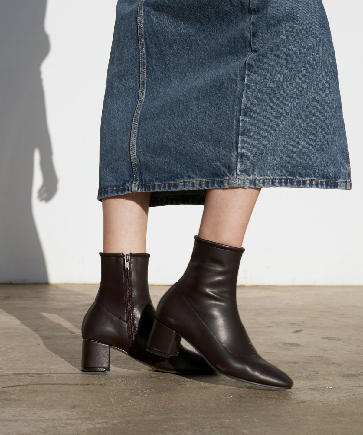 무드나잇(MOODNIGHT) NEW ESTHER mid ankle boots - 5color 5.5cm 스판 앵클부츠 미들힐