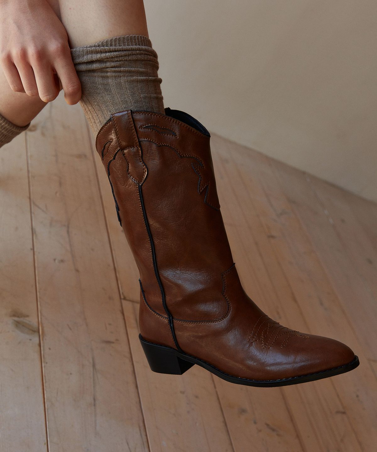 무드나잇(MOODNIGHT) KNOX Western Mid Boots - 8colors l 4.5cm 웨스턴 미디 부츠