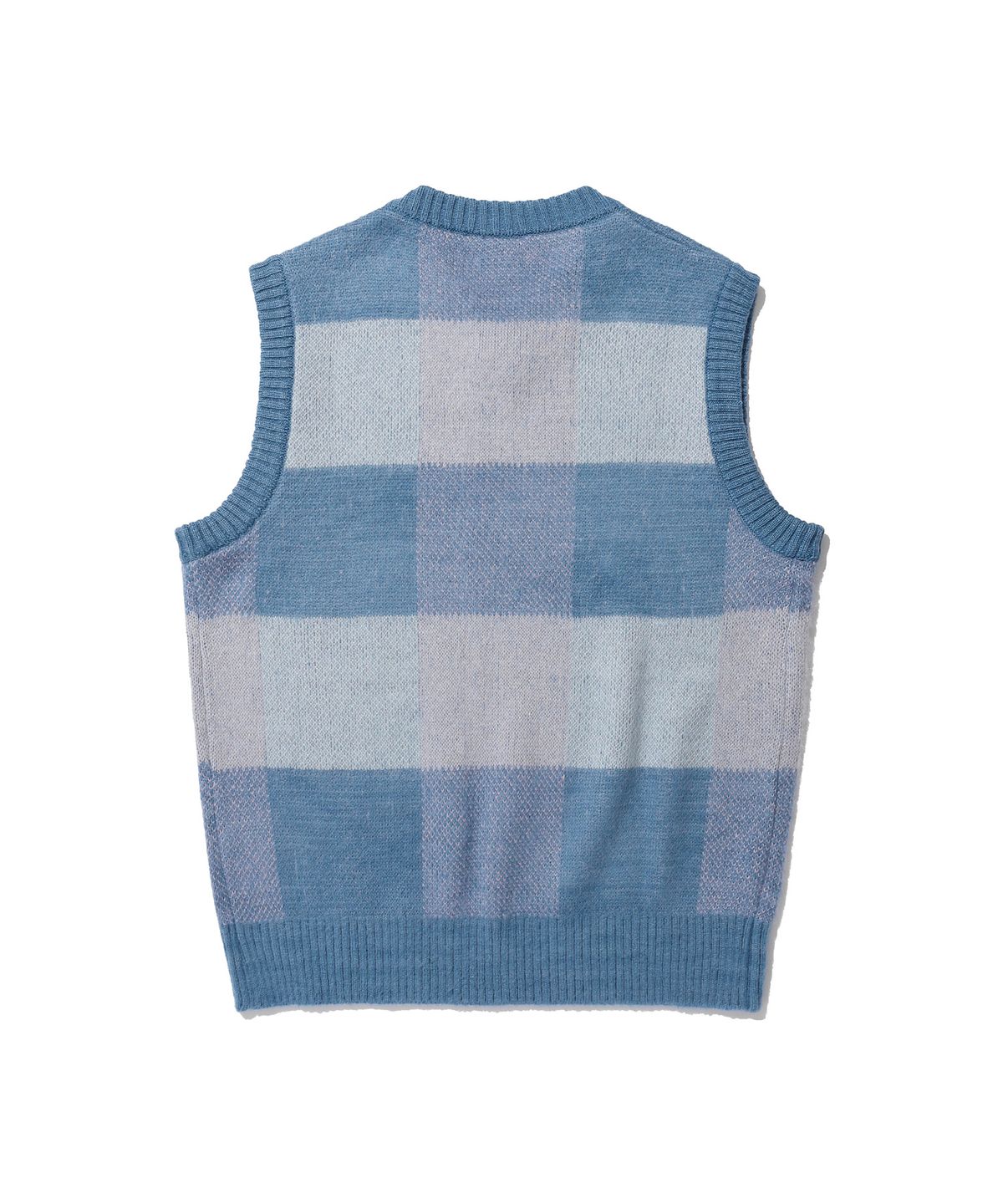 이스트쿤스트(ISTKUNST) UUU OVAL LOGO COLORING KNIT VEST_BLUE(IK2CFMK680A)