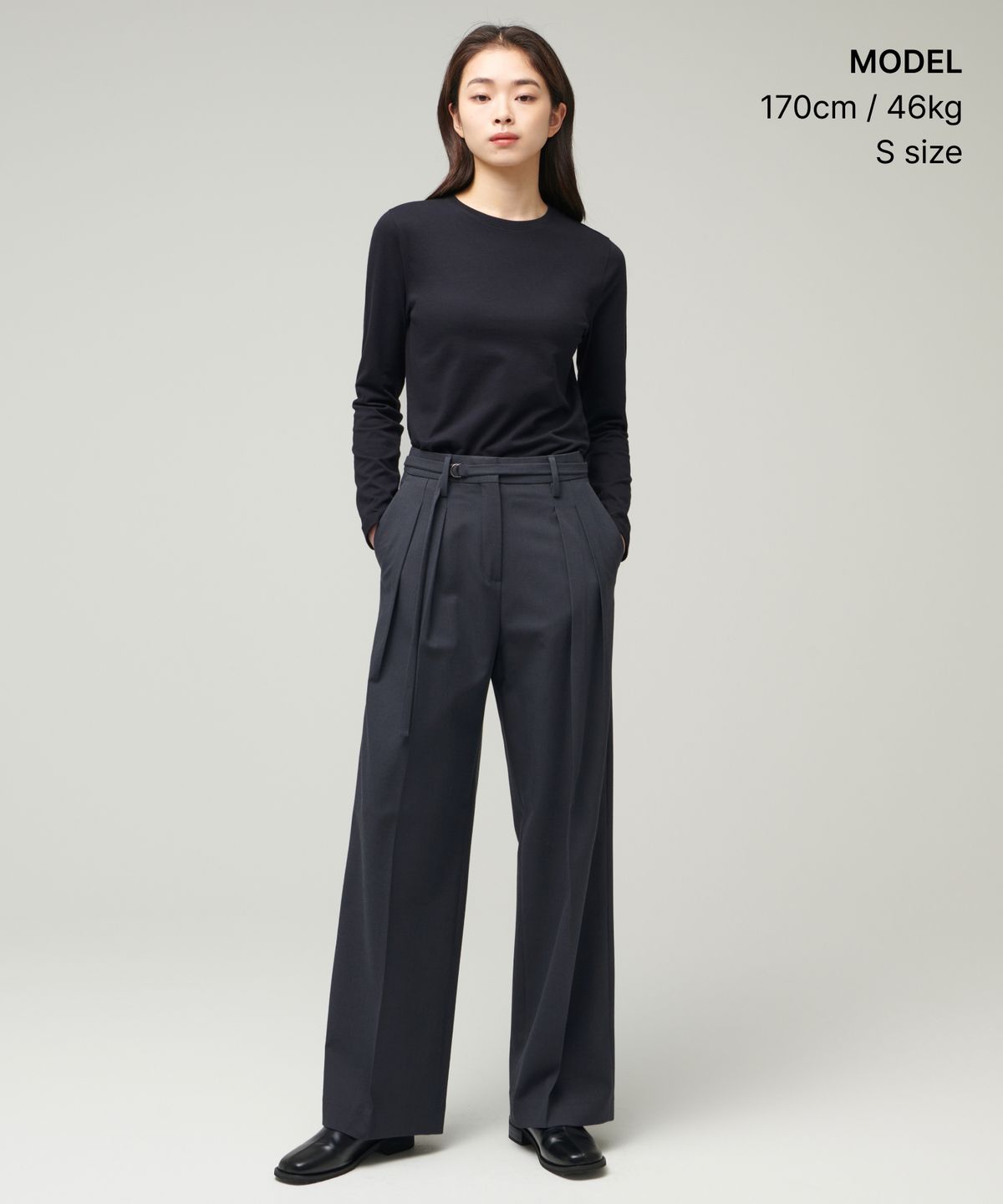 무신사 스탠다드 우먼(MUSINSA STANDARD WOMAN) 우먼즈 플렉서블 크루 넥 긴소매 티셔츠 [블랙]