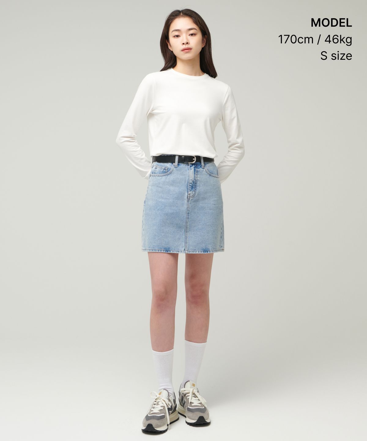 무신사 스탠다드 우먼(MUSINSA STANDARD WOMAN) 우먼즈 플렉서블 크루 넥 긴소매 티셔츠 [크림]