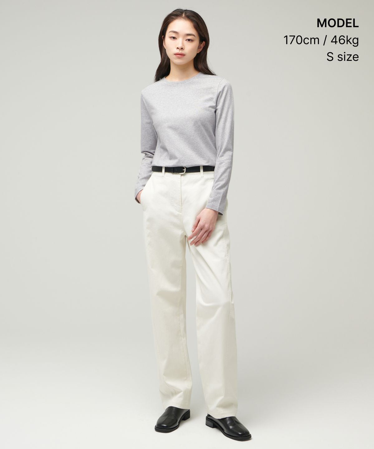 무신사 스탠다드 우먼(MUSINSA STANDARD WOMAN) 우먼즈 플렉서블 크루 넥 긴소매 티셔츠 [미디엄 그레이]