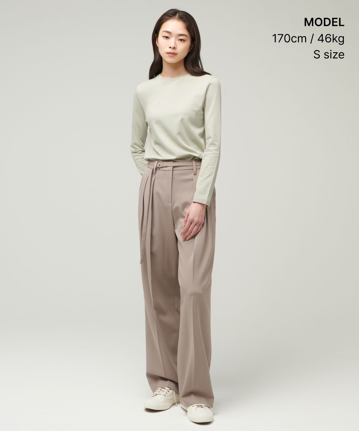 무신사 스탠다드 우먼(MUSINSA STANDARD WOMAN) 우먼즈 플렉서블 크루 넥 긴소매 티셔츠 [페일 그린]