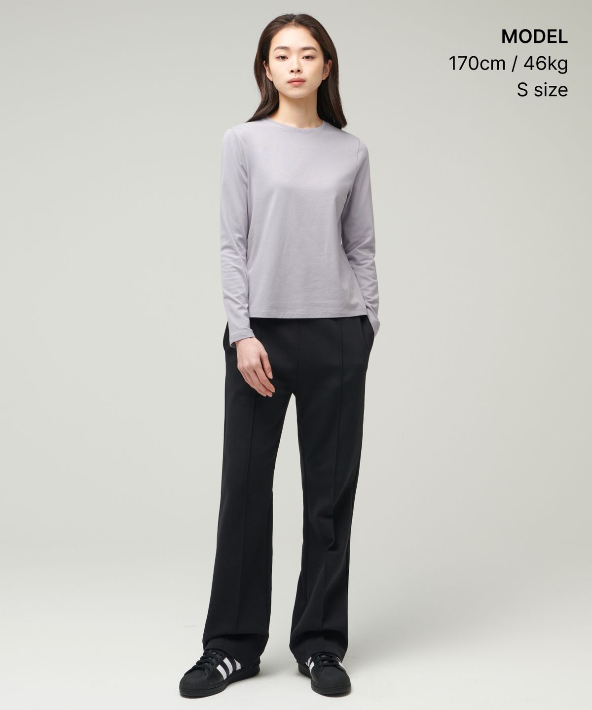 무신사 스탠다드 우먼(MUSINSA STANDARD WOMAN) 우먼즈 플렉서블 크루 넥 긴소매 티셔츠 [퍼플 그레이]