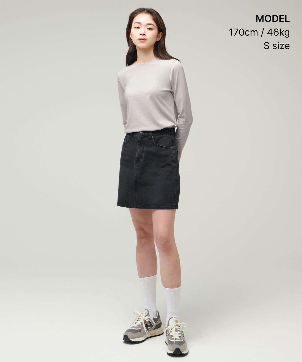 무신사 스탠다드 우먼(MUSINSA STANDARD WOMAN) 우먼즈 플렉서블 크루 넥 긴소매 티셔츠 [라이트 그레이]